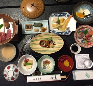 traditional Japanese dinner at Ryokan Kousen