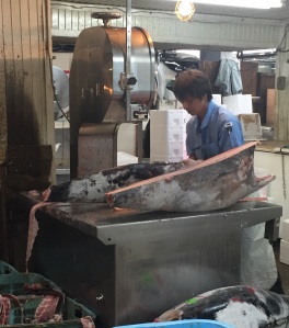 Man at work in Tsukiji Fish Market